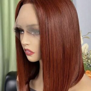 Perruque Bob carré brune rougeâtre