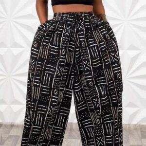 Pantalon en wax - Taille ajustable -  coupe Large