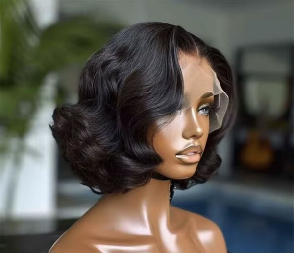 Perruque courte cheveux humaine ondulé – Image 2